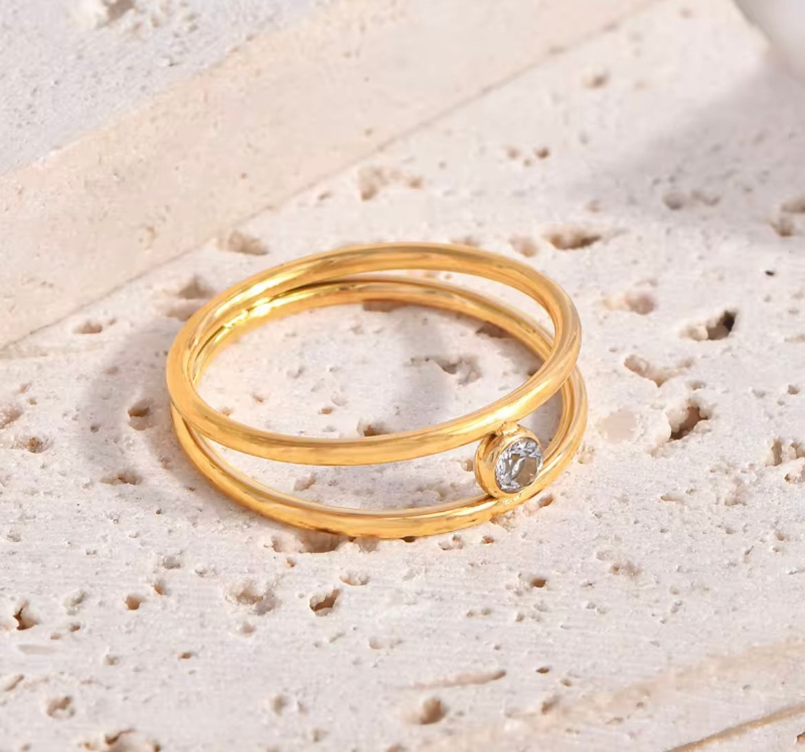 Dainty Stacker Ring with Crystal Accent