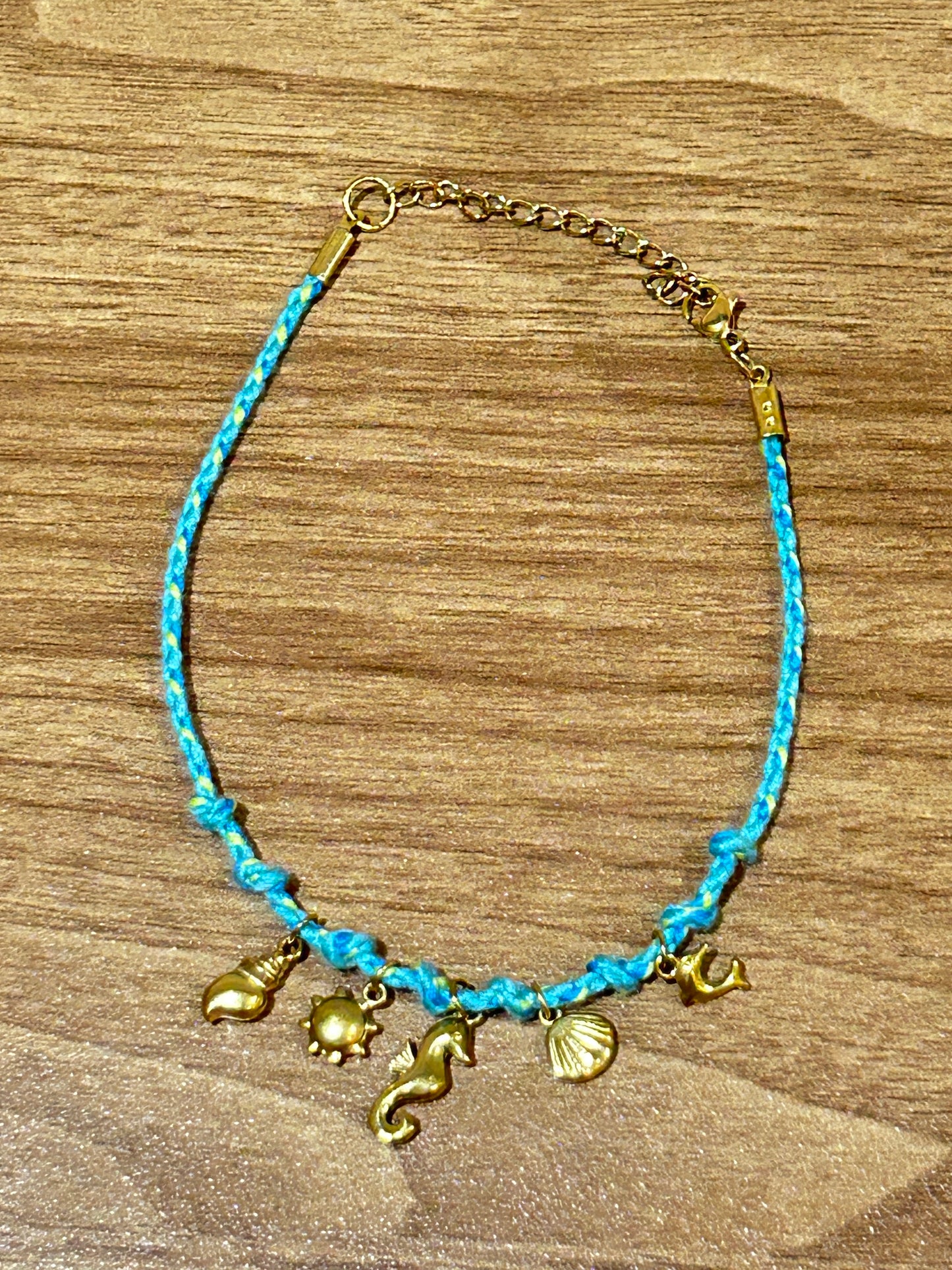 Ocean Breeze Charm Cotton Anklet – Stainless Steel