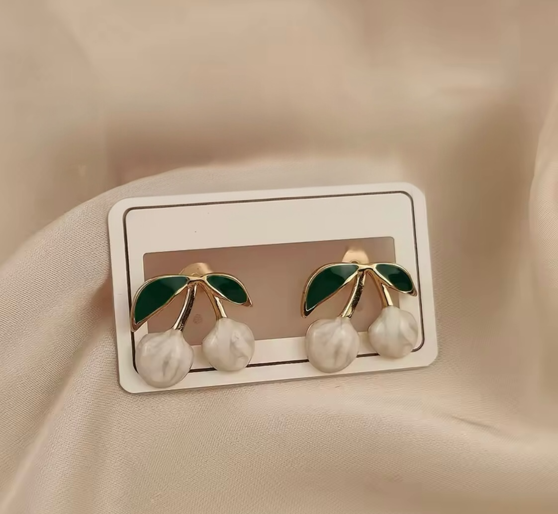 Enamel Cherry Stud Earrings