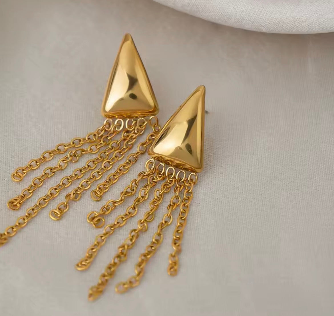 Golden Cascade Tassel Earrings – Stainless Steel