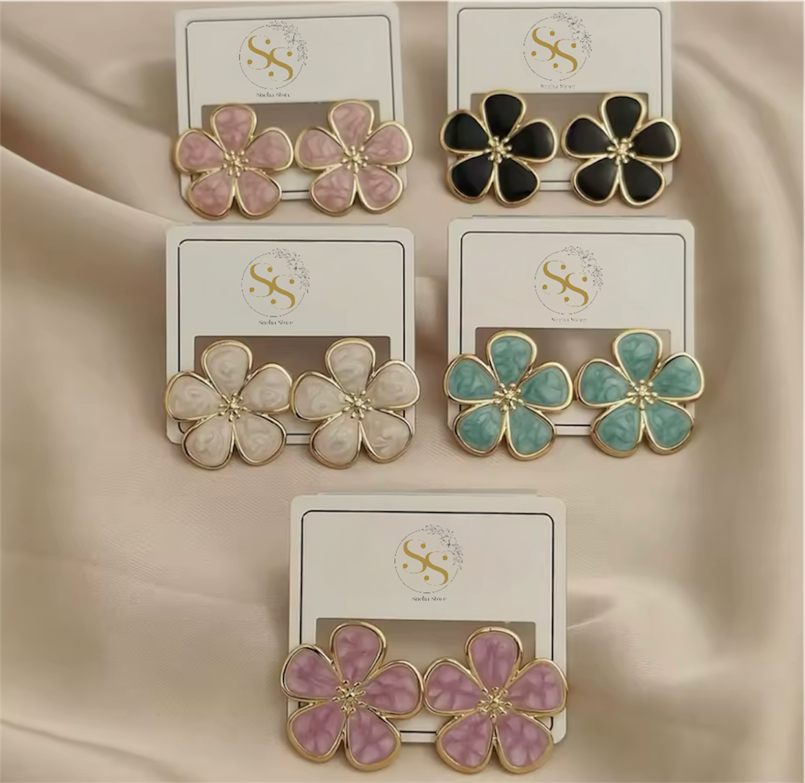 Enamel Flower Stud Earrings