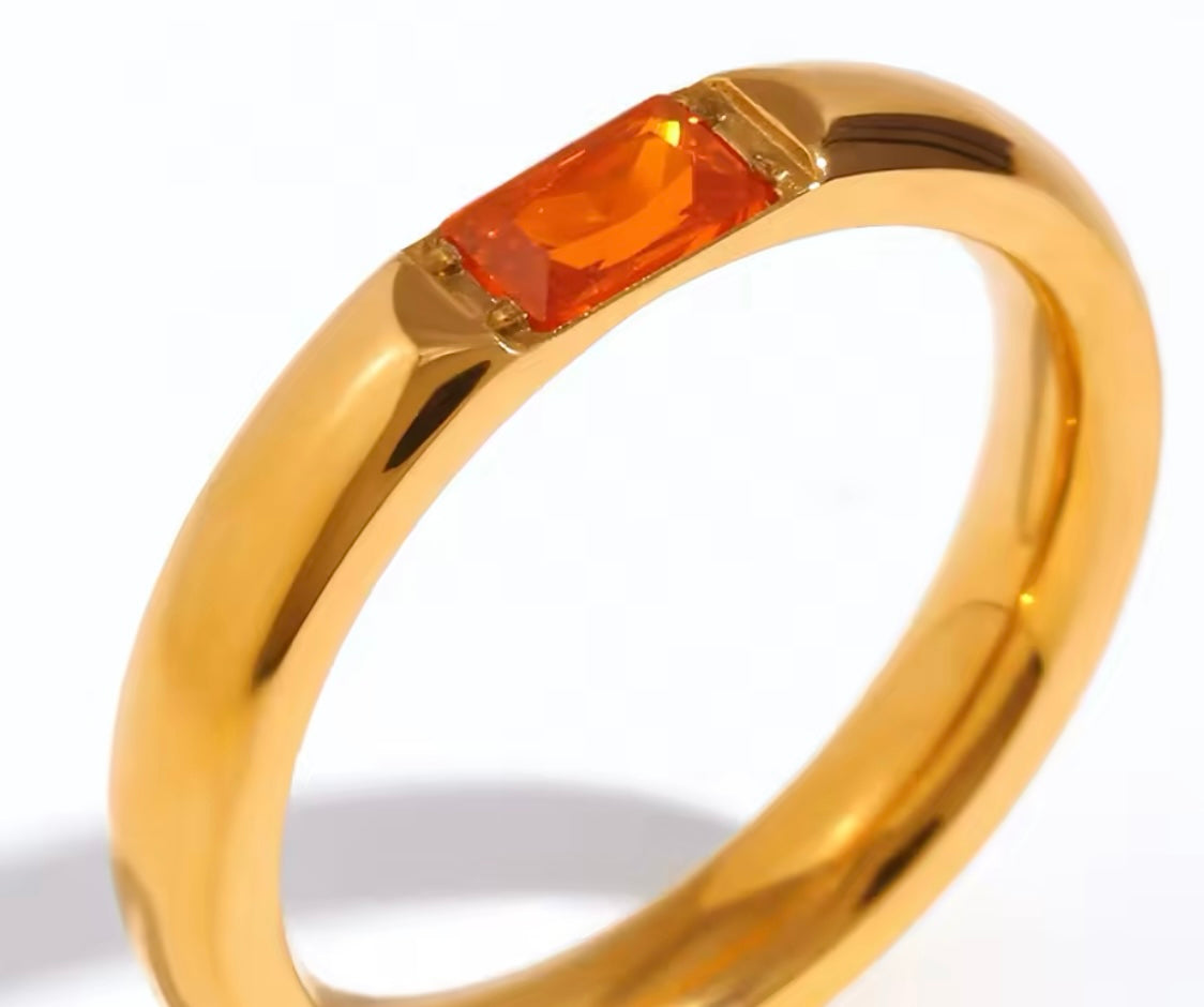 Zaria Gem Band Ring– 18K Gold Plated Elegance