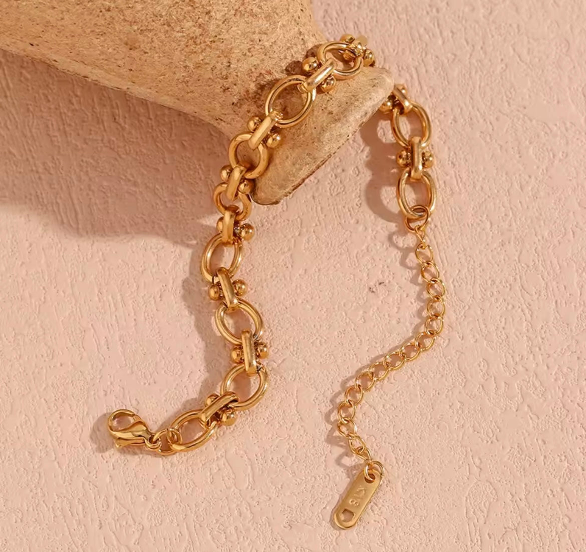 Golden Orbit Link Bracelet – Stainless Steel Chain