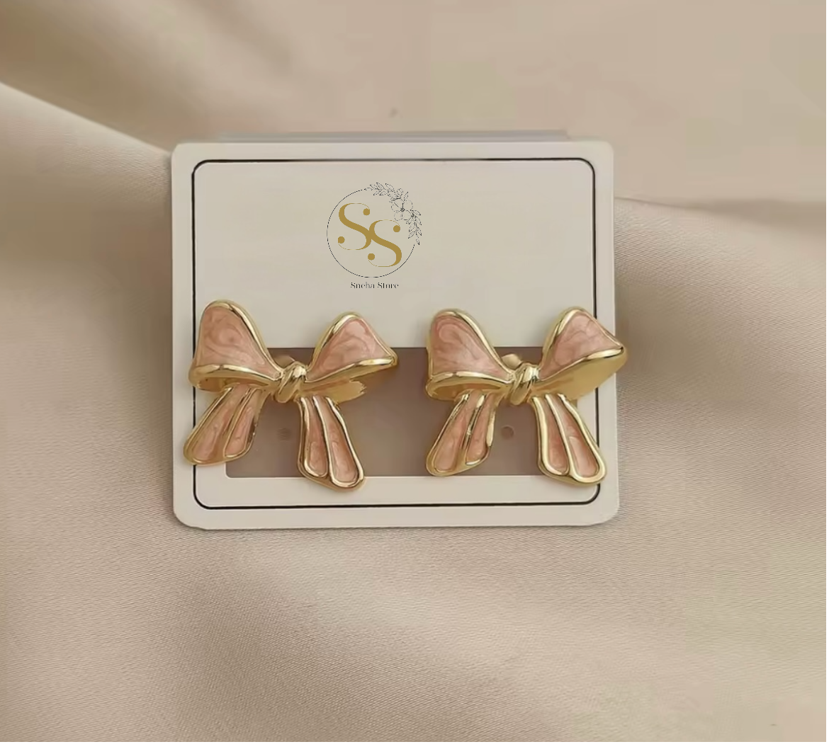 Enamel Bow Stud Earrings
