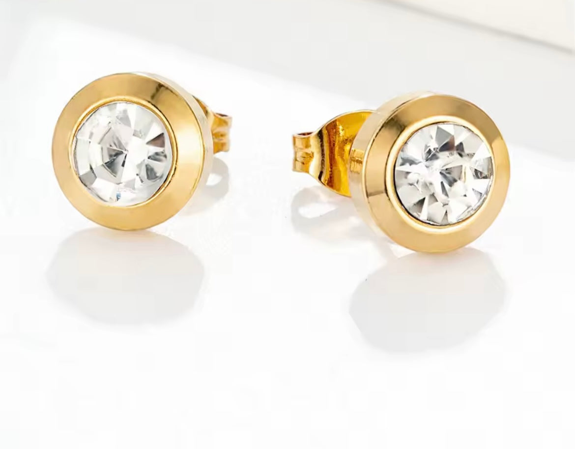 GlowDot Crystal Studs – Classic Gold Stainless Steel