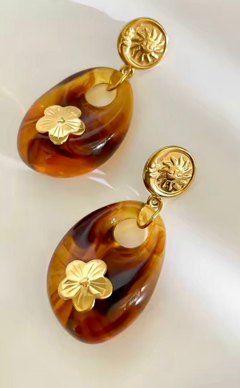 Vintage Elegance Collection – Acrylic & Stainless Steel Earrings