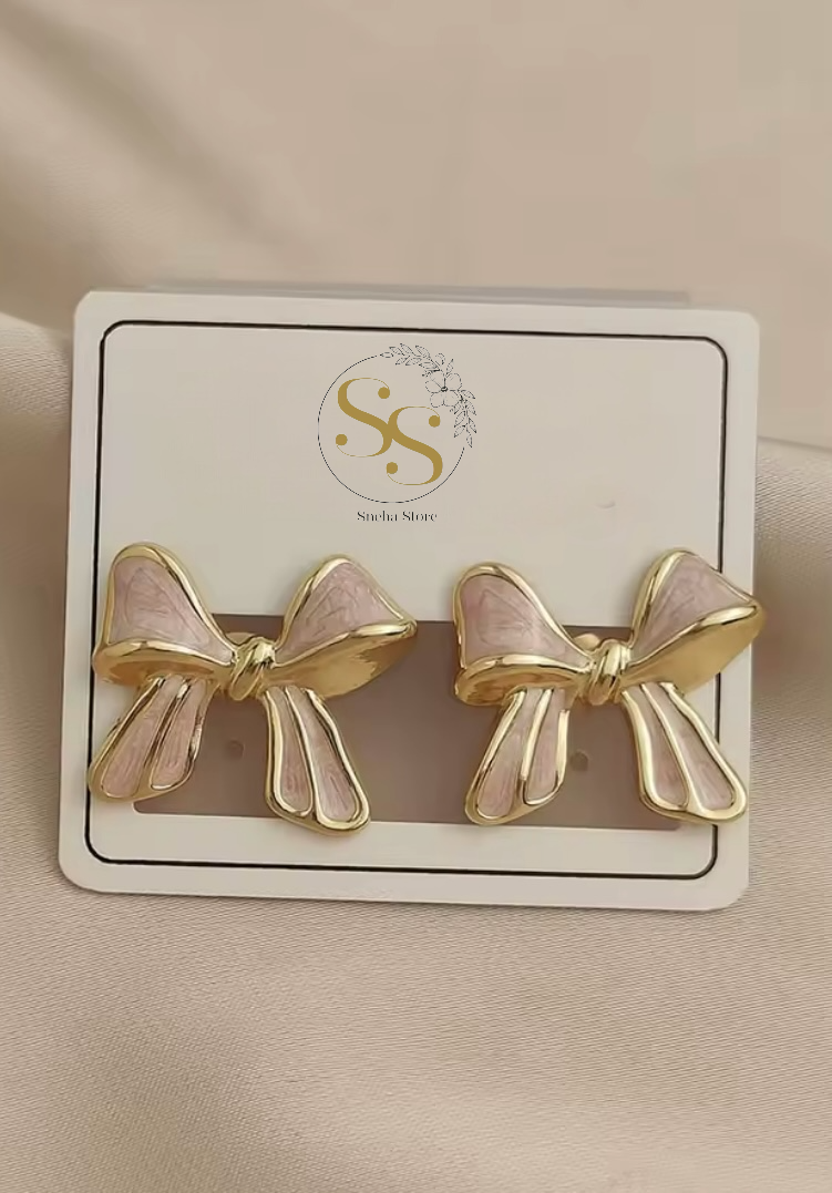 Enamel Bow Stud Earrings