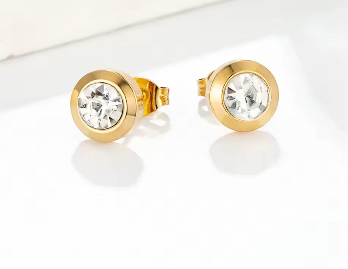 GlowDot Crystal Studs – Classic Gold Stainless Steel