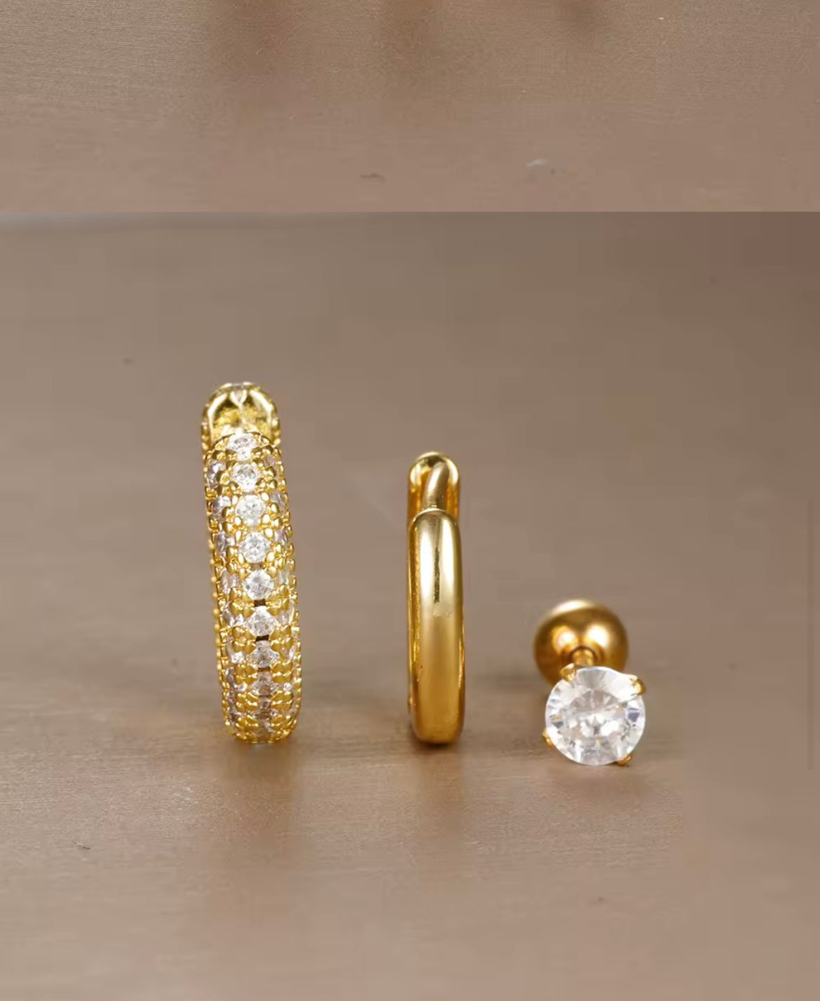Trio Glow Stainless Steel Earring Set