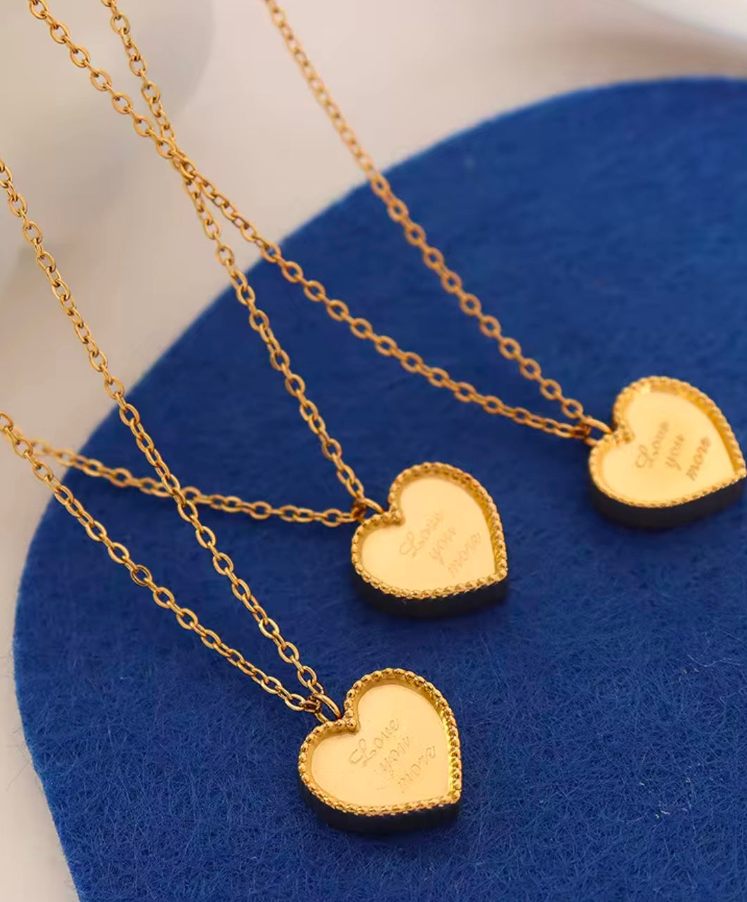 Stainless Steel Gold-Plated Heart Pendant Necklace