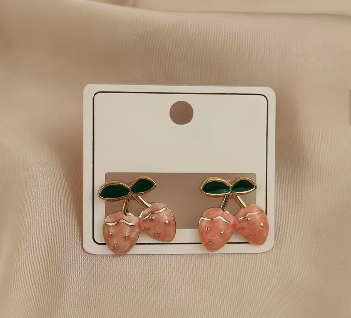Enamel Strawberry Stud Earrings
