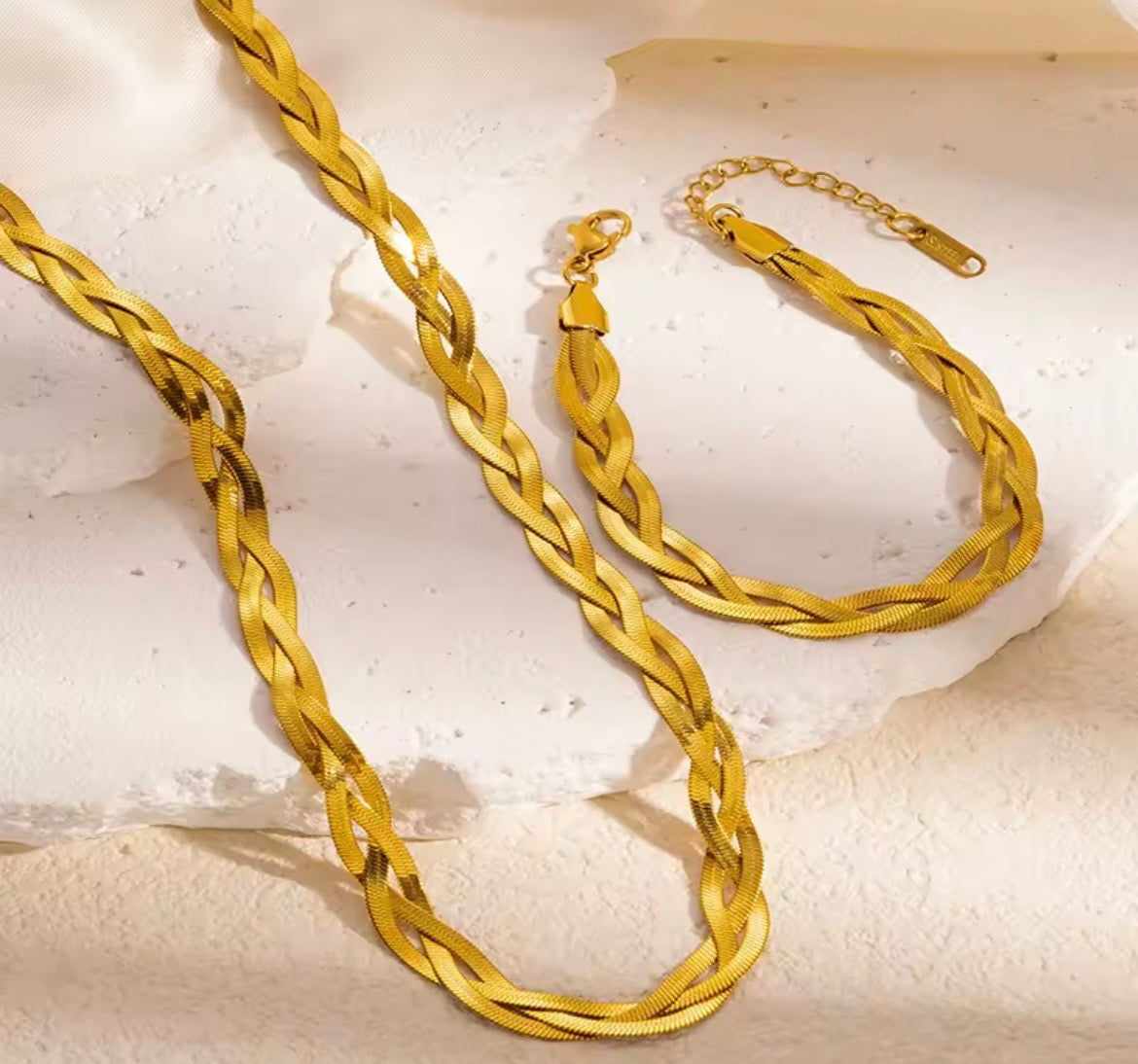 Triple Layer Snake Wave Necklace & Bracelet