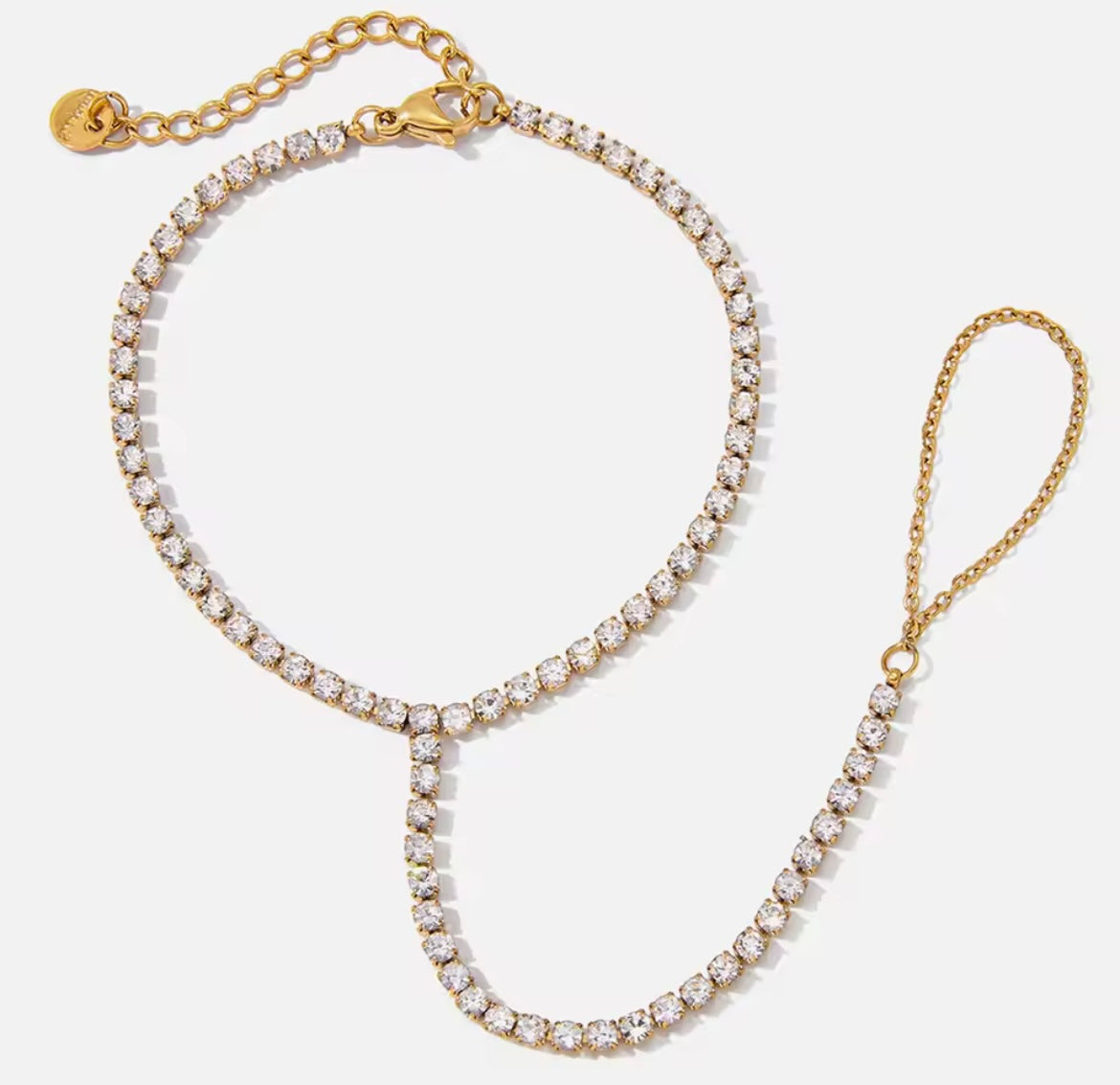 Radiant Zirconia Hand Chain Bracelet