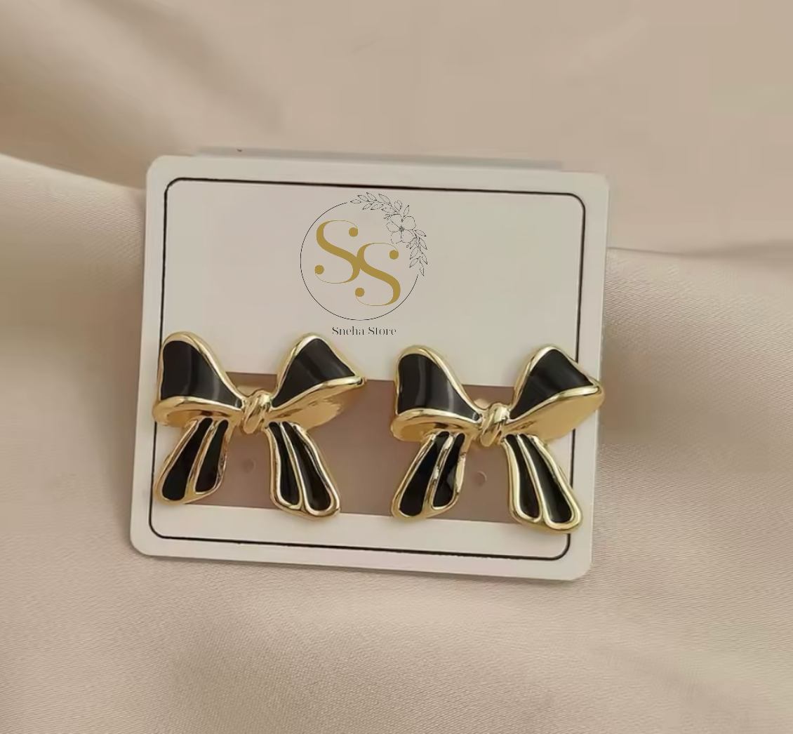 Enamel Bow Stud Earrings
