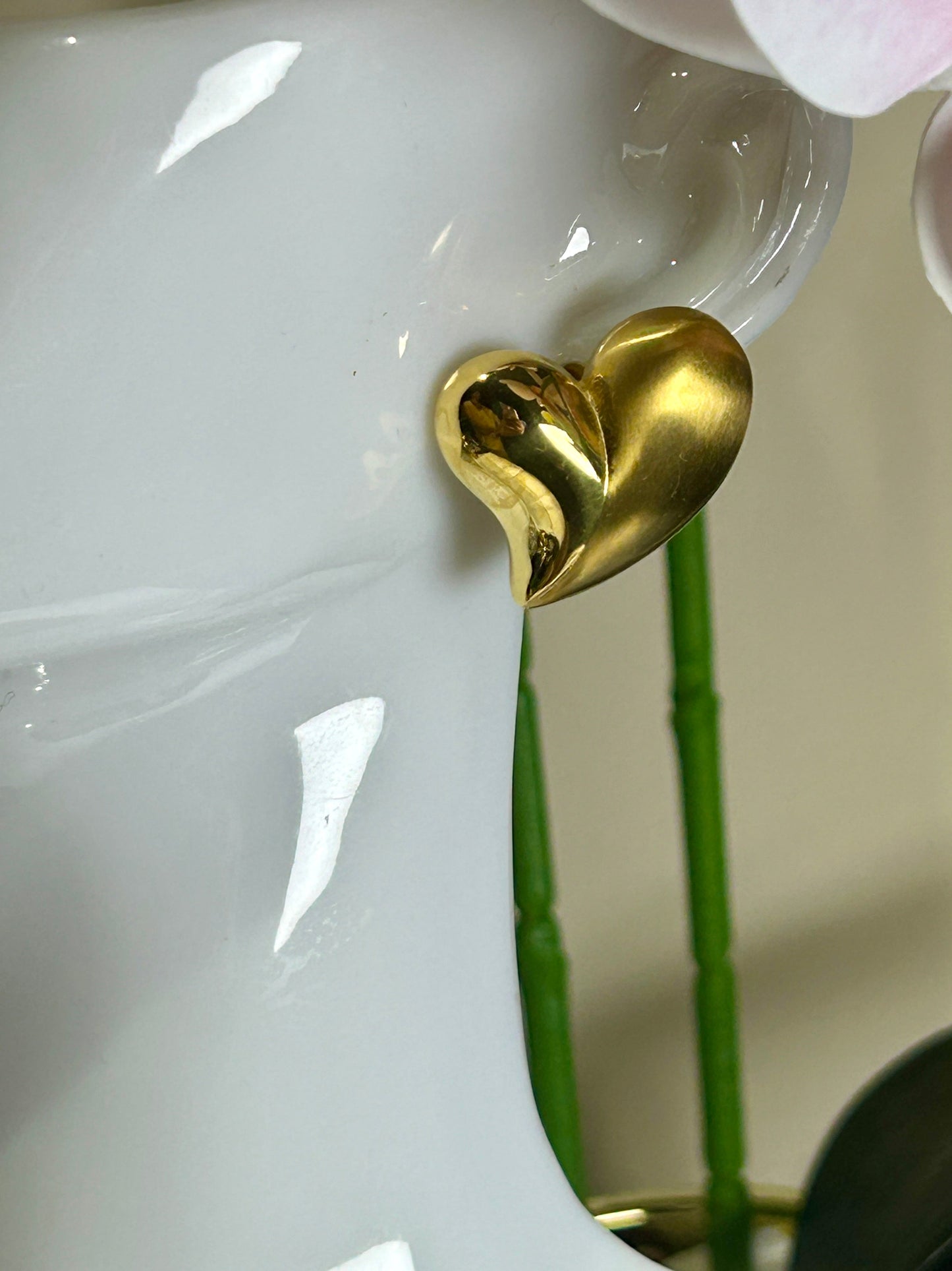 Heart Charms Love Earrings and Necklace in 18k Gold Plated Stainless Steel
