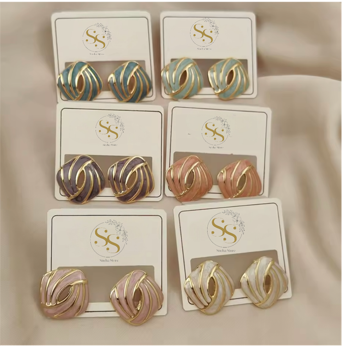Enamel Swirl Stud Earrings