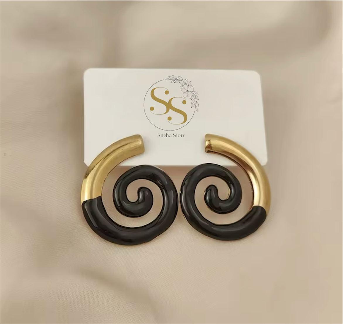 Enamel Spiral Hoop Earrings