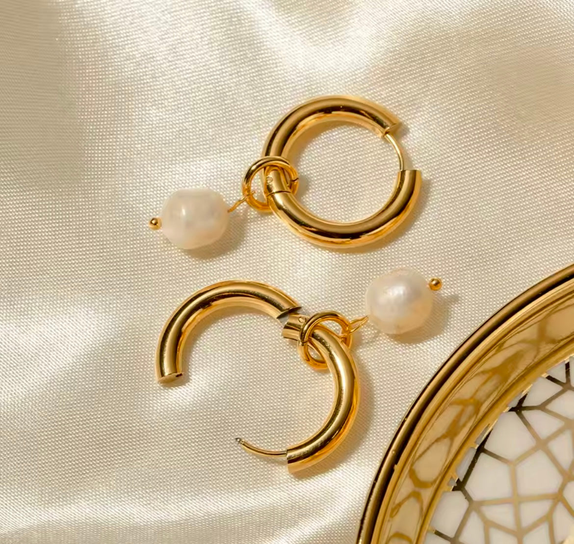 Golden Waterfall Pearl Hoops – Two Elegant Designs