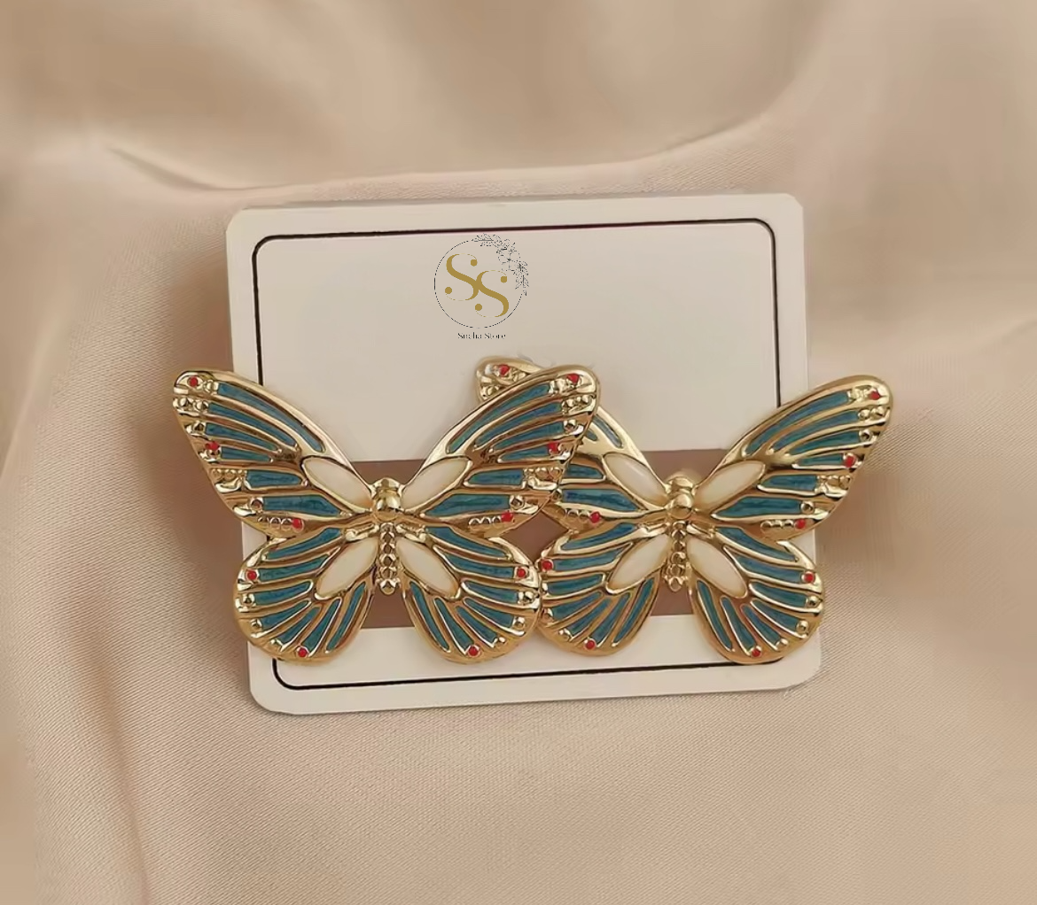 Aurora Enamel Butterfly Stud Earrings