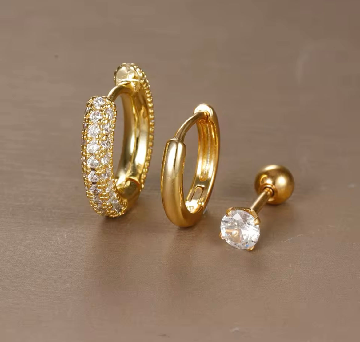 Trio Glow Stainless Steel Earring Set