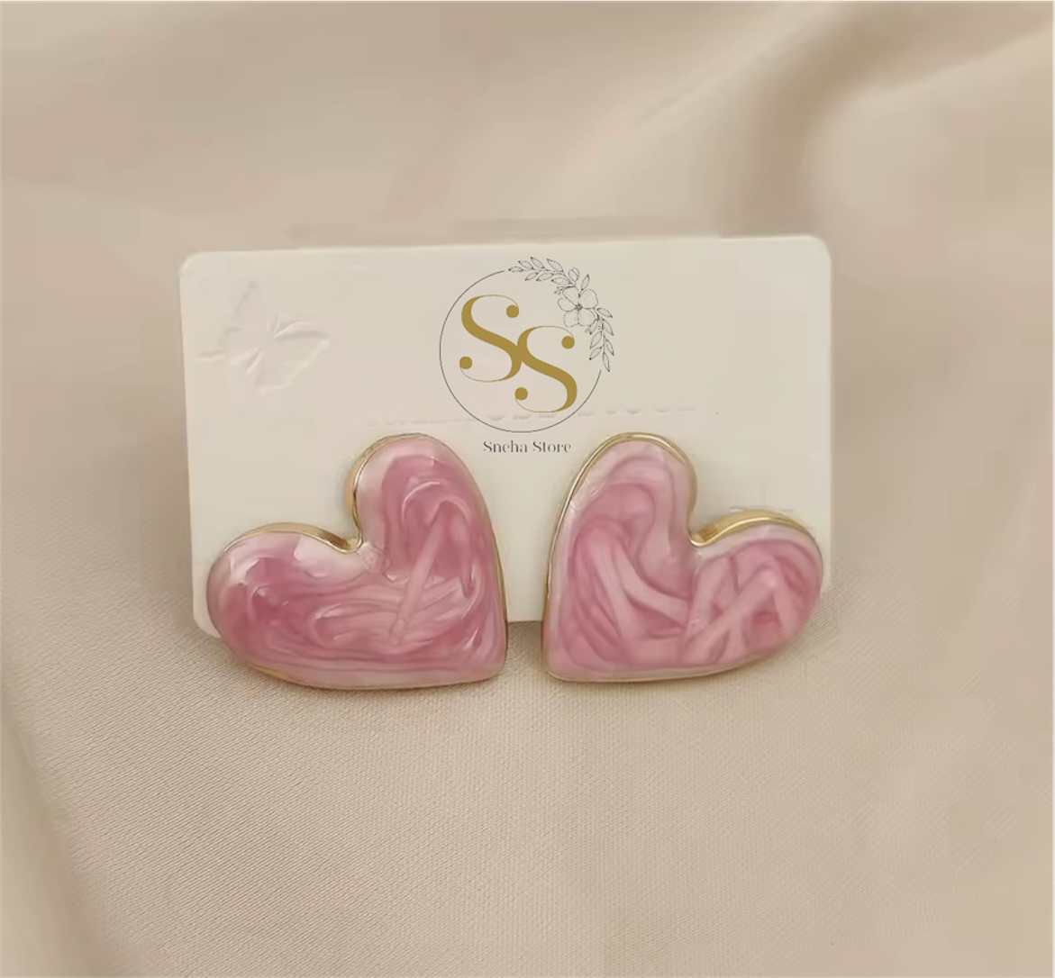 Enamel Heart Stud Earrings