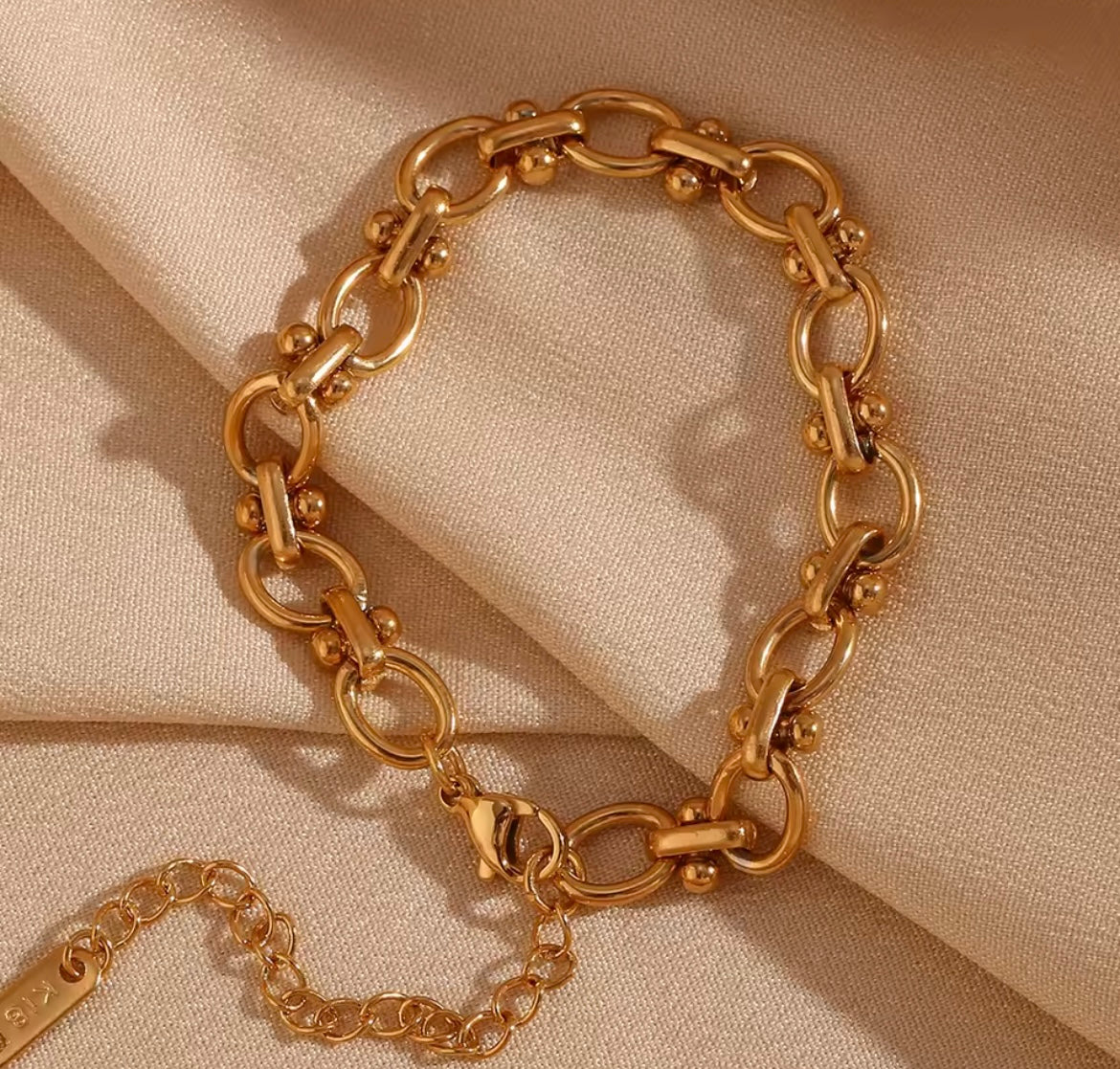 Golden Orbit Link Bracelet – Stainless Steel Chain