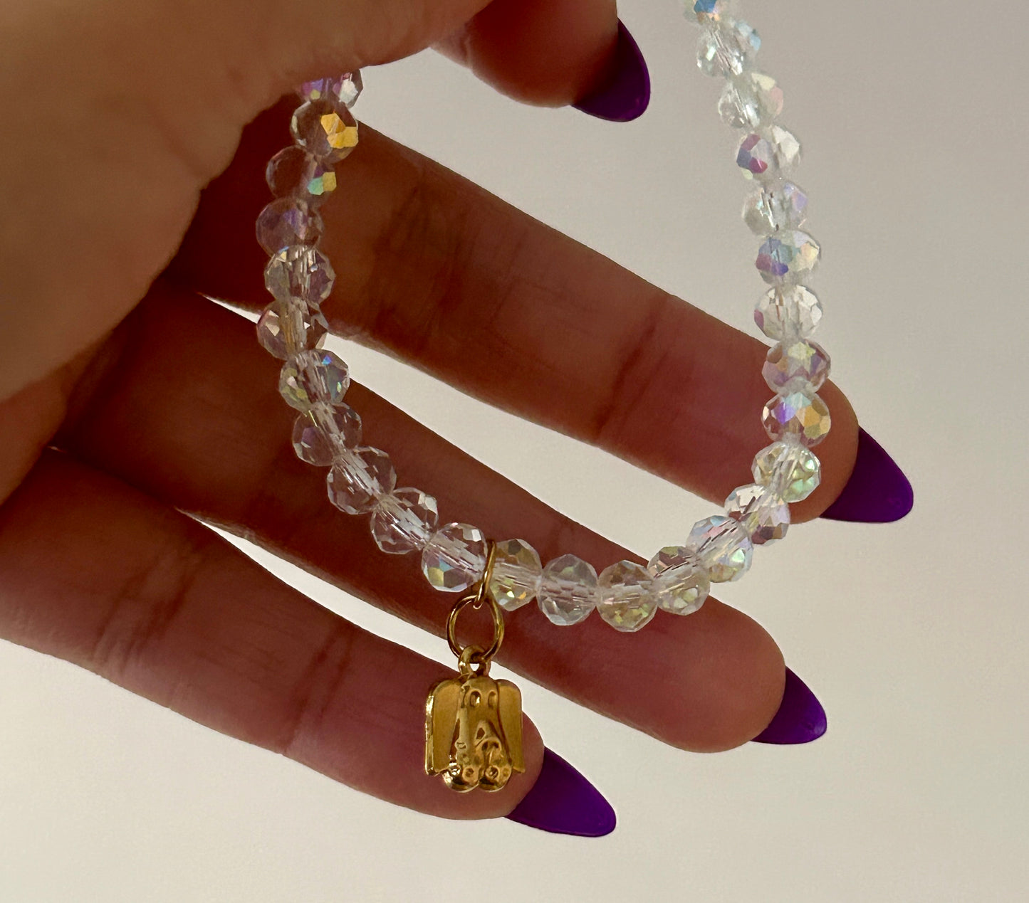 AB Glass Charm Bead Bracelet