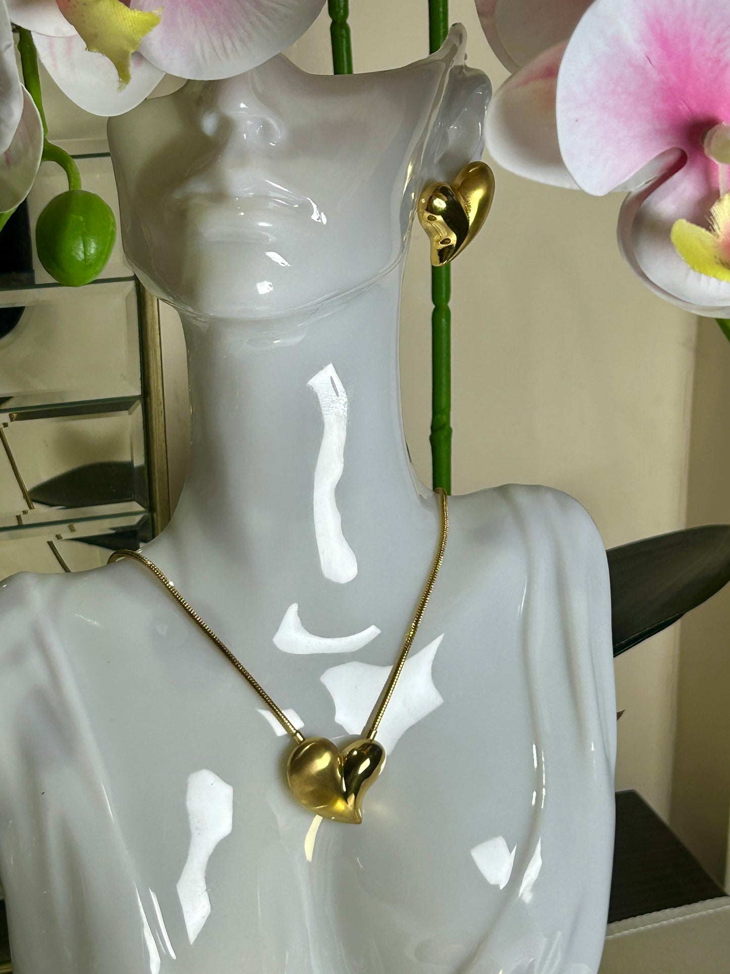 Heart Charms Love Earrings And Necklace