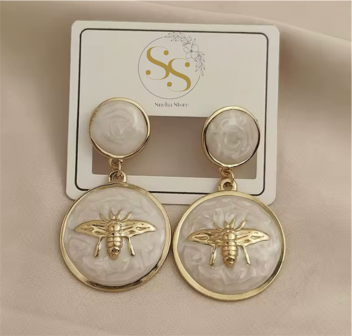 Queen Bee Enamel Drop Earrings