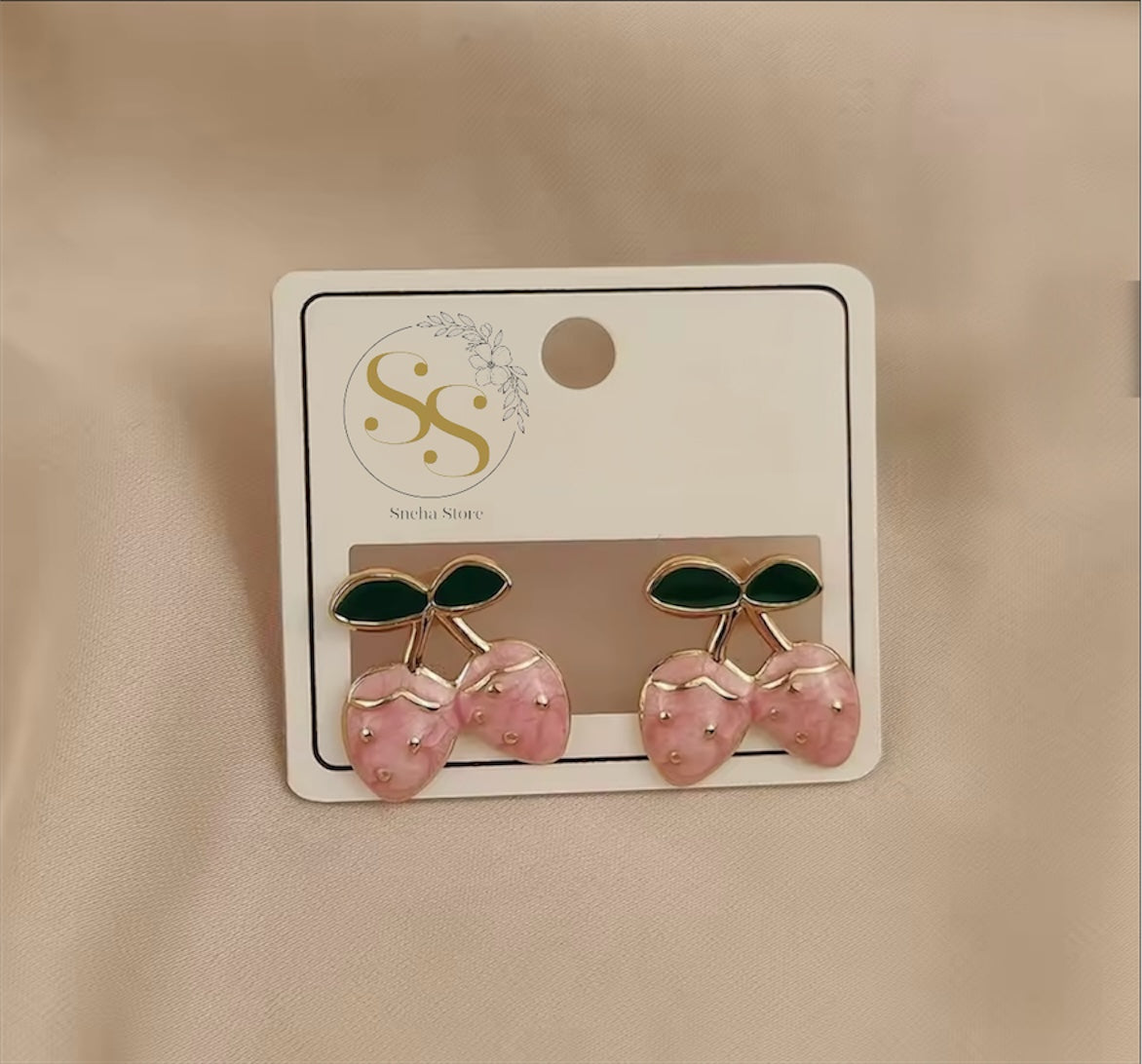 Enamel Strawberry Stud Earrings