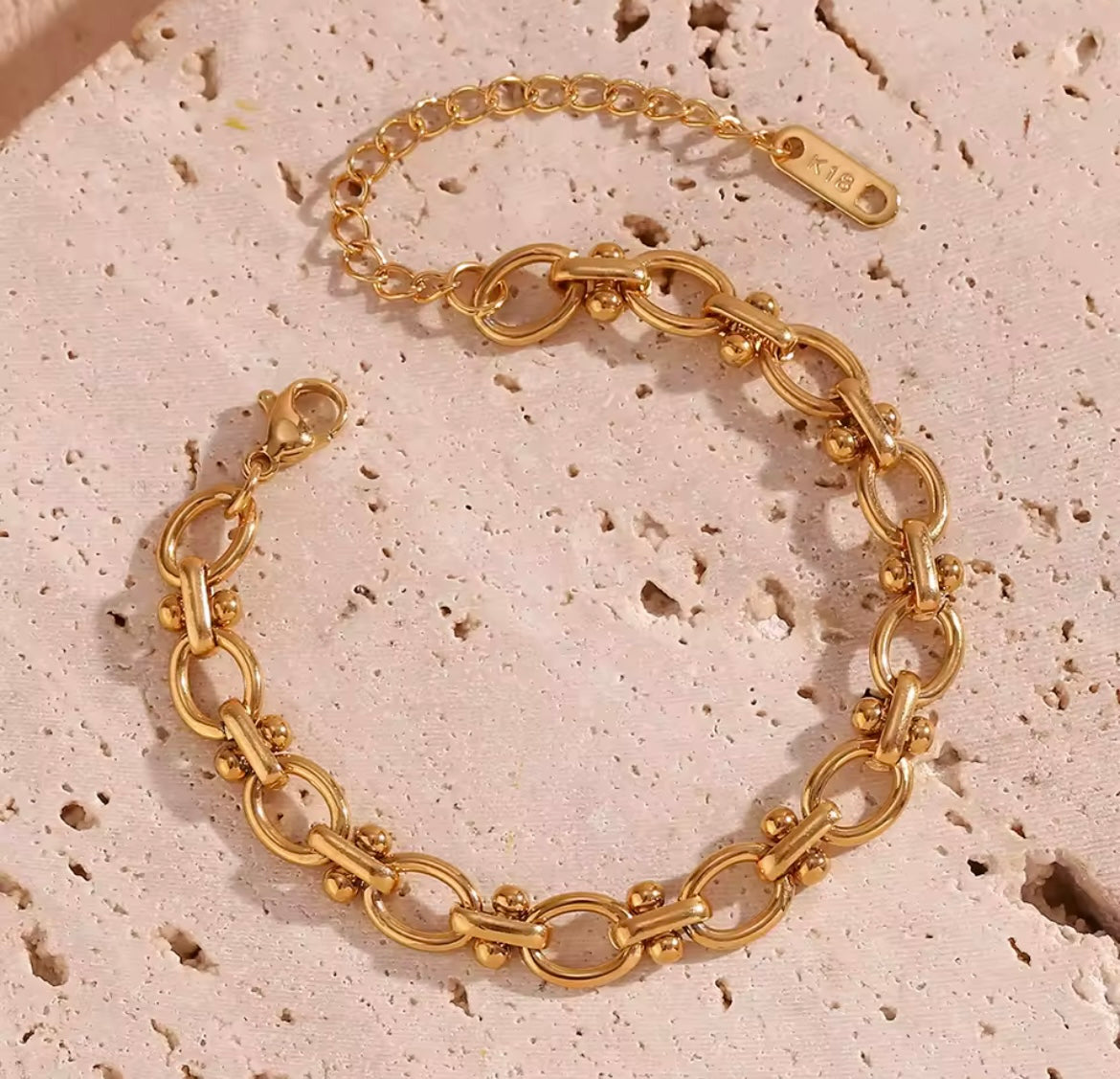 Golden Orbit Link Bracelet – Stainless Steel Chain
