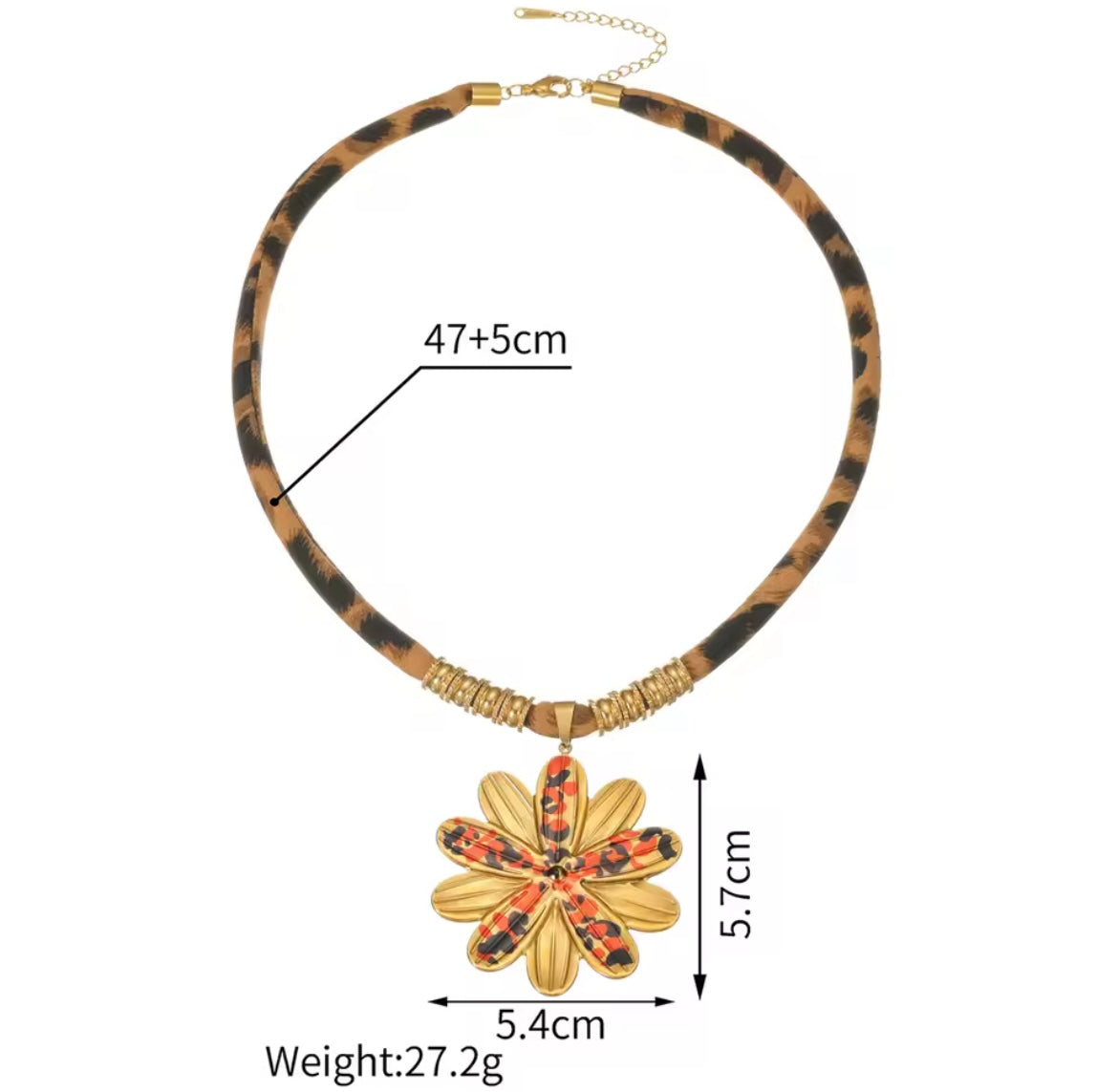 Boho Treasure Fabric Necklace – Stainless Steel & Acrylic Charm Statement Piece
