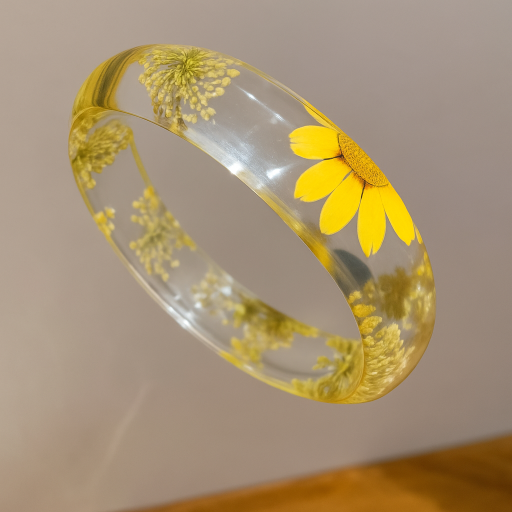 FloraGlow Resin Bangle Collection β Natural Dried Flower Bracelets
