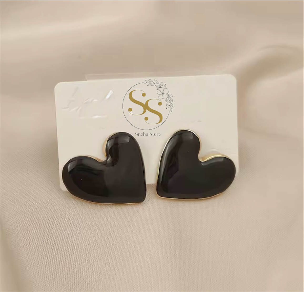 Enamel Heart Stud Earrings
