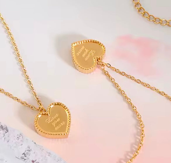 Stainless Steel Gold-Plated Heart Pendant Necklace