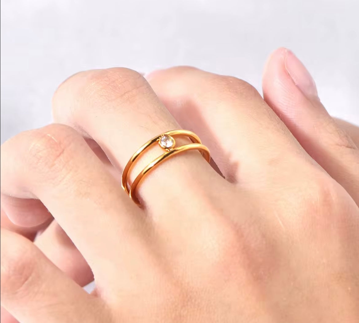 Dainty Stacker Ring with Crystal Accent