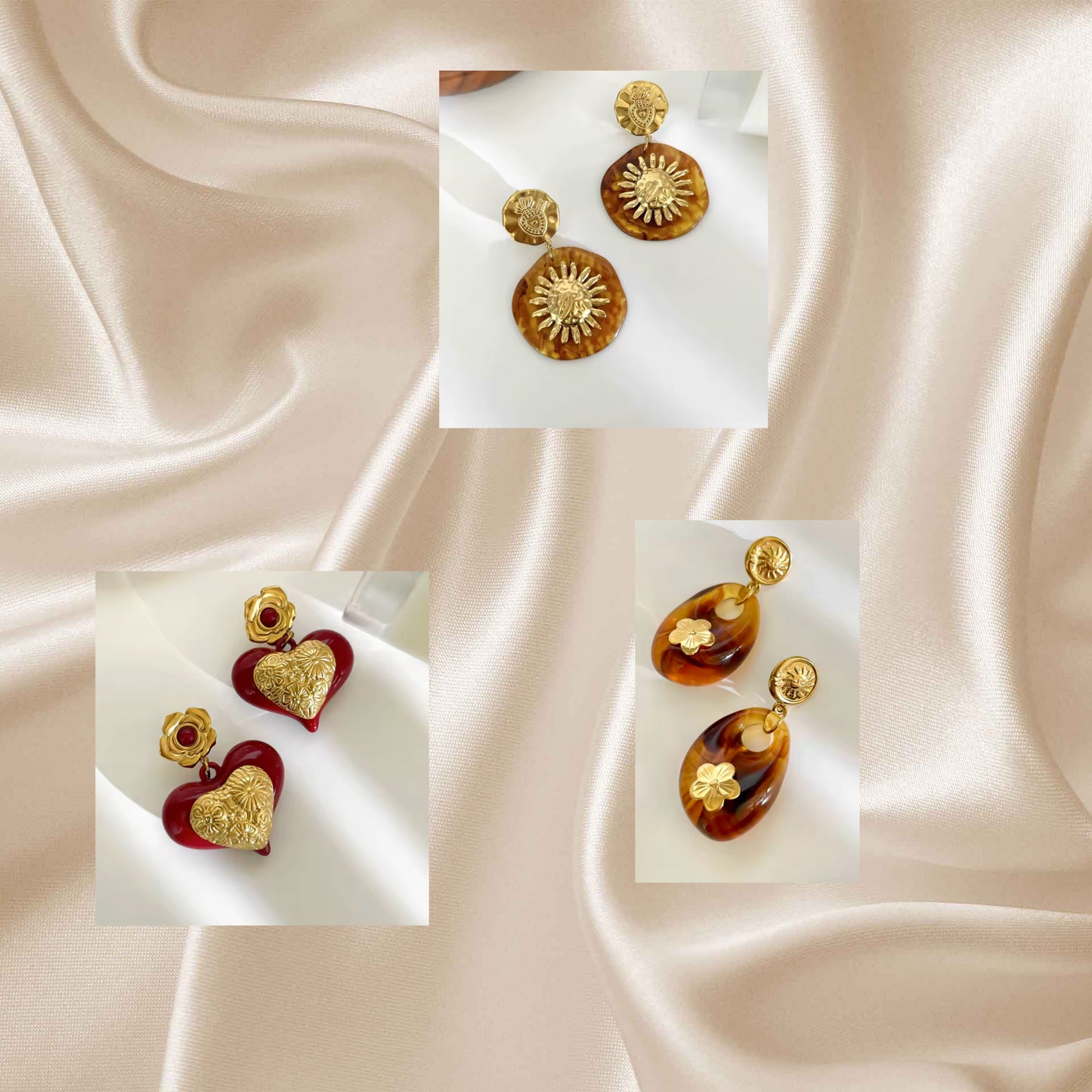 Vintage Elegance Collection – Acrylic & Stainless Steel Earrings