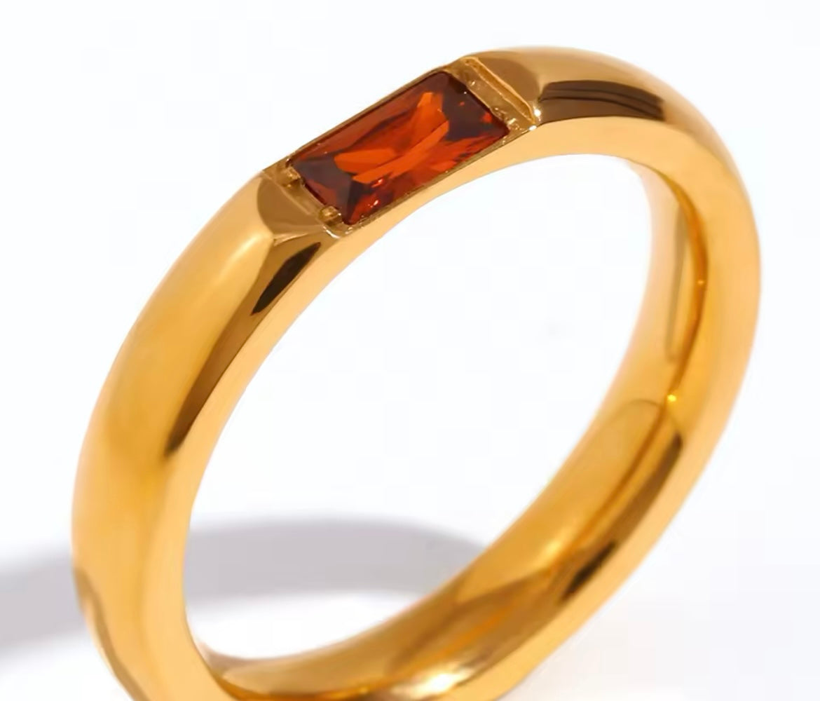 Zaria Gem Band Ring– 18K Gold Plated Elegance