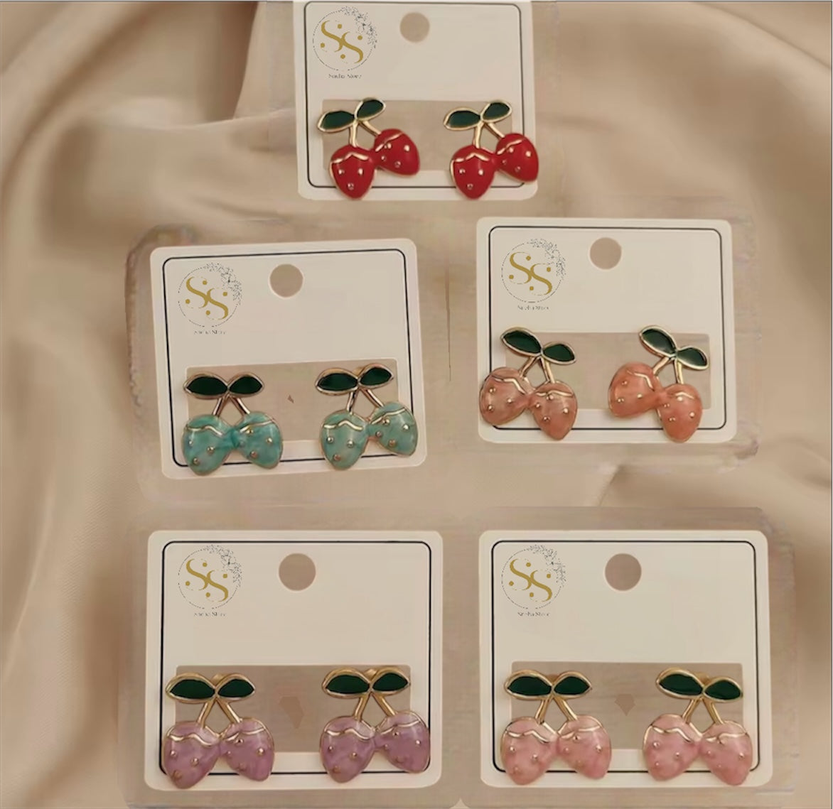 Enamel Strawberry Stud Earrings