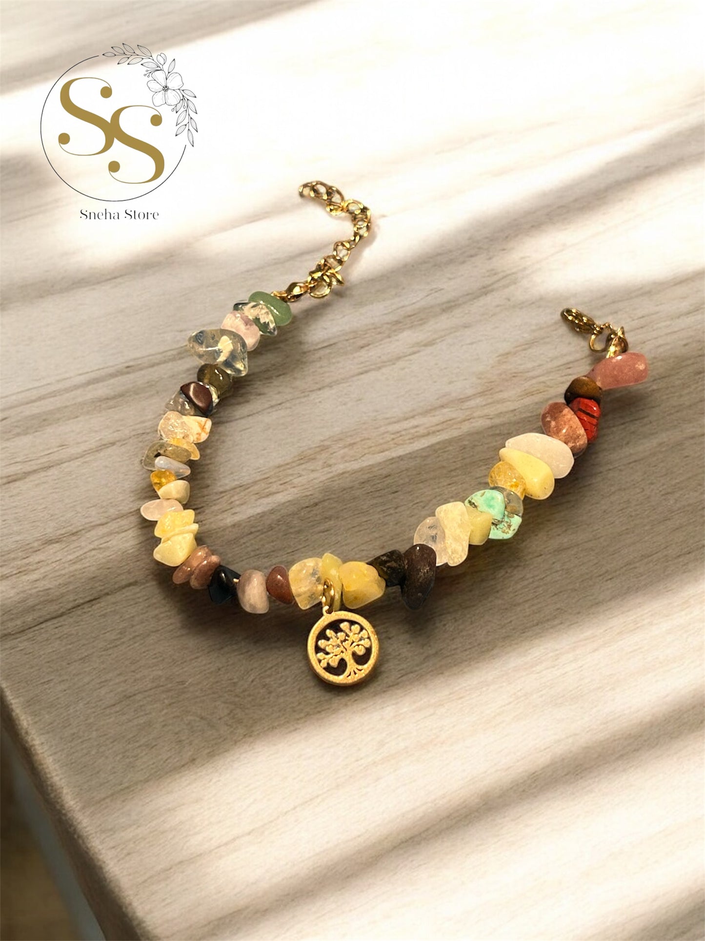 Tree of Harmony Natural Stone Necklace and Bracelet