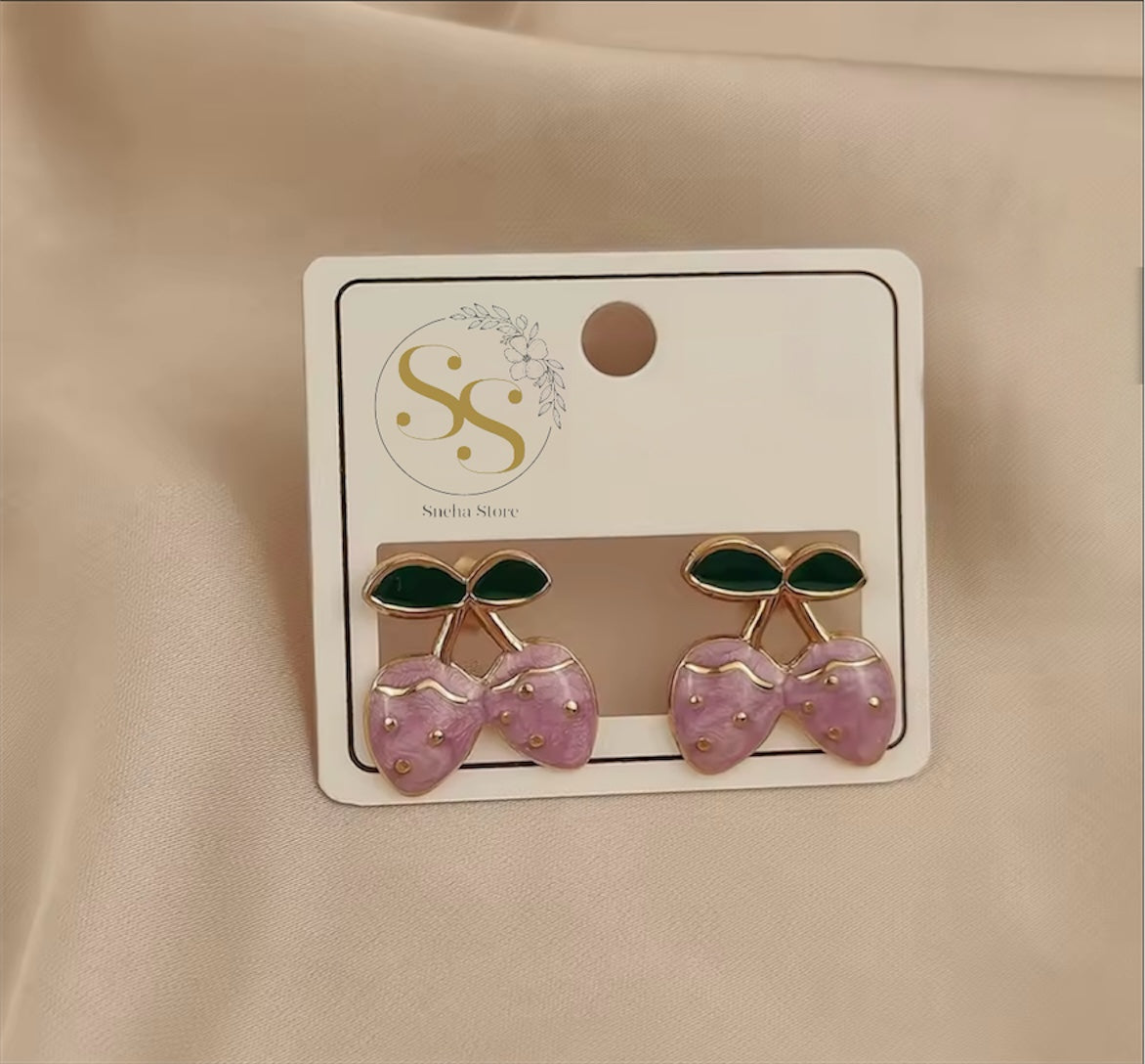 Enamel Strawberry Stud Earrings