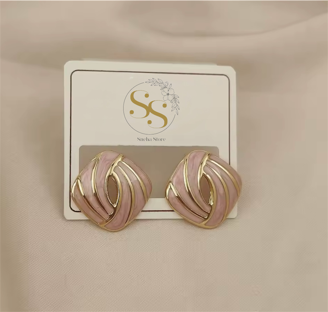 Enamel Swirl Stud Earrings