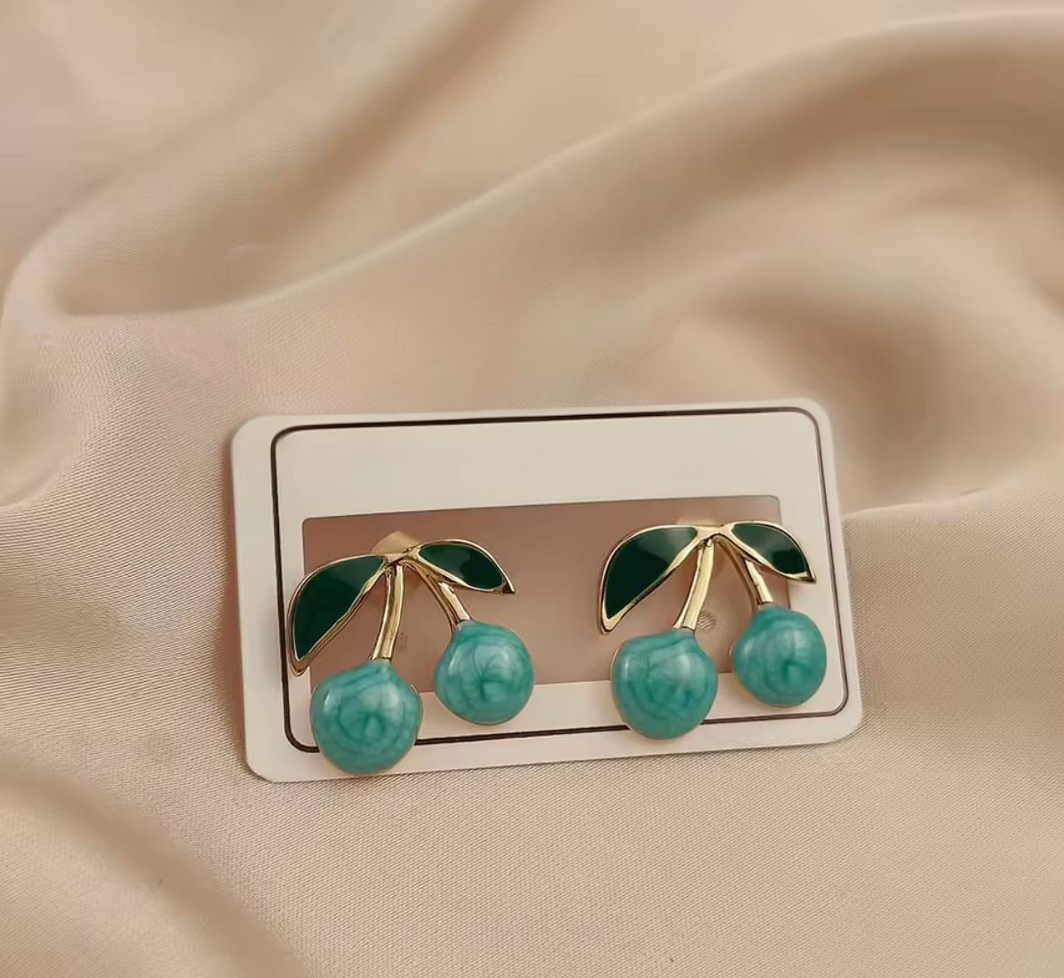 Enamel Cherry Stud Earrings