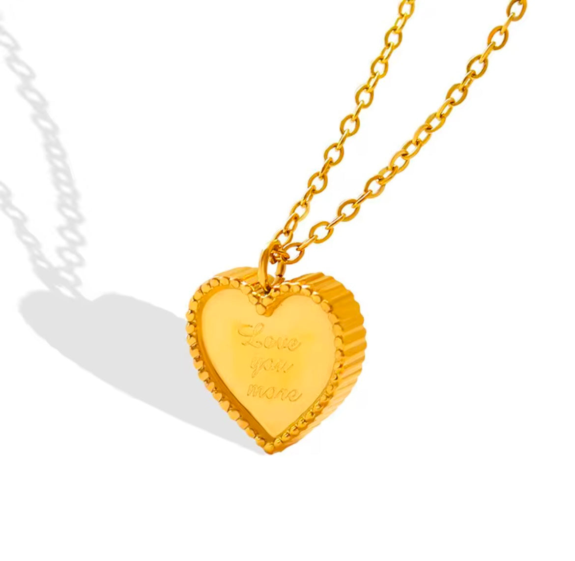 Stainless Steel Gold-Plated Heart Pendant Necklace