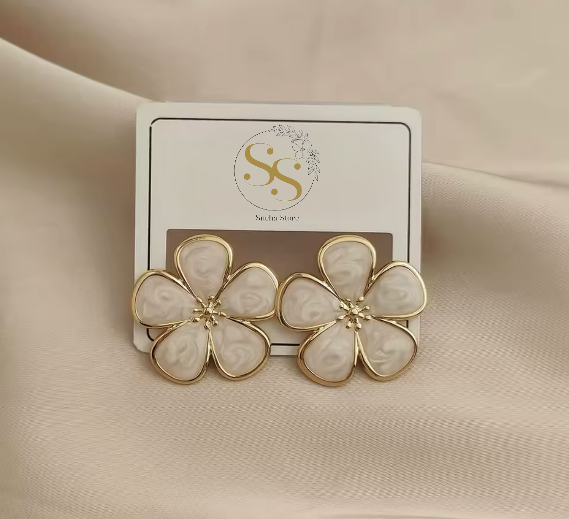 Enamel Flower Stud Earrings