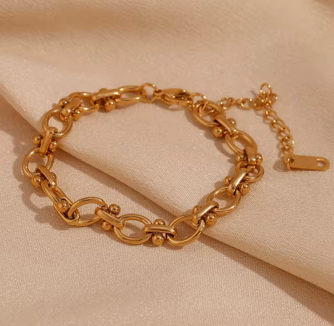 Golden Orbit Link Bracelet – Stainless Steel Chain