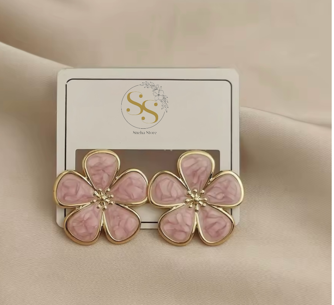 Enamel Flower Stud Earrings