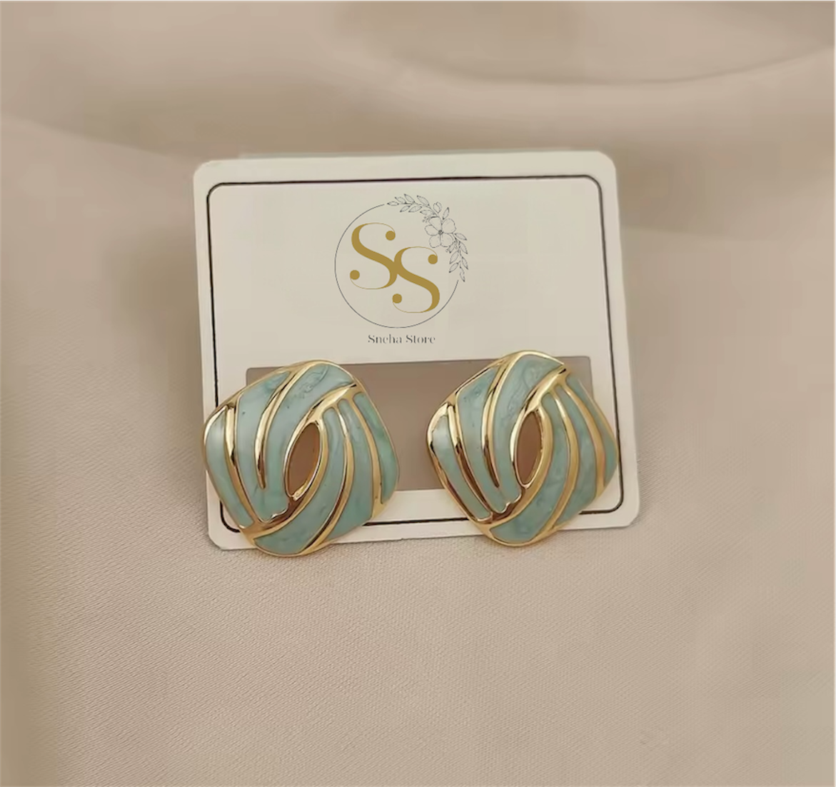 Enamel Swirl Stud Earrings