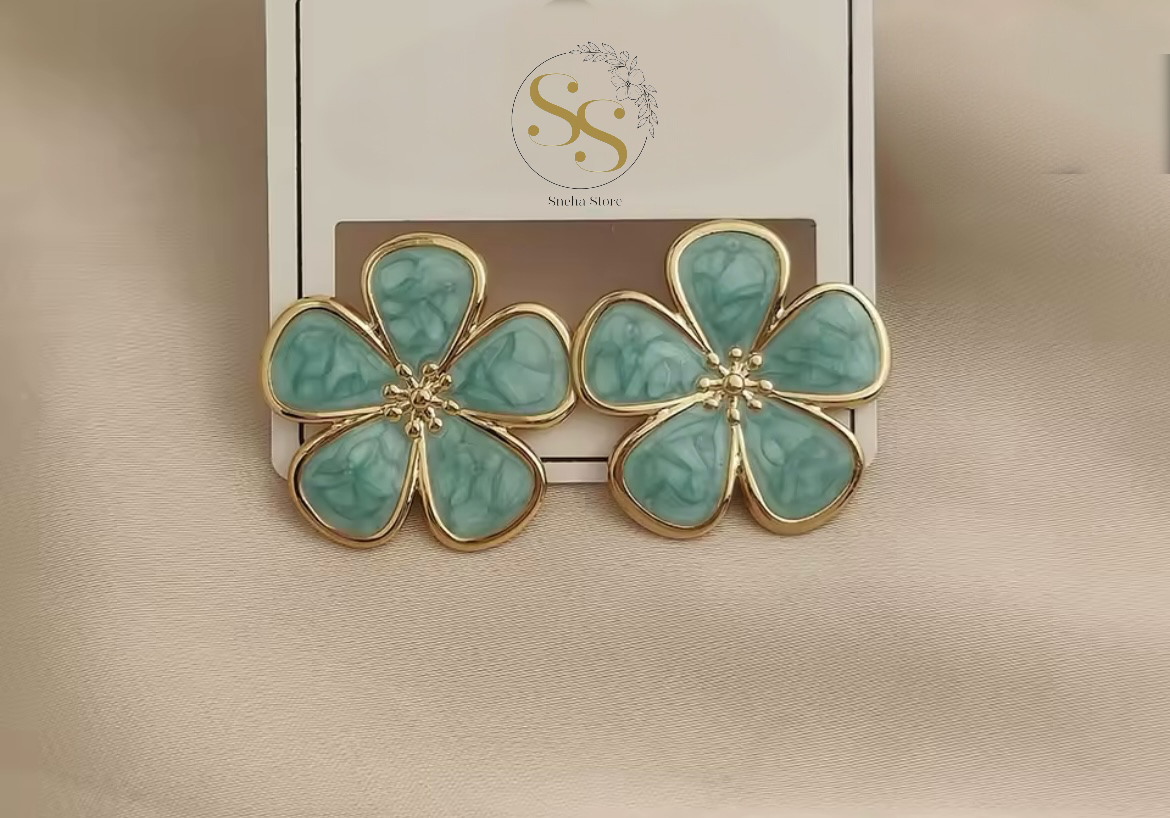Enamel Flower Stud Earrings