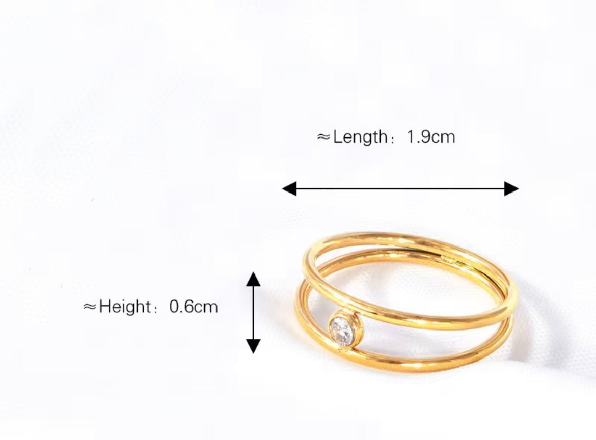 Dainty Stacker Ring with Crystal Accent